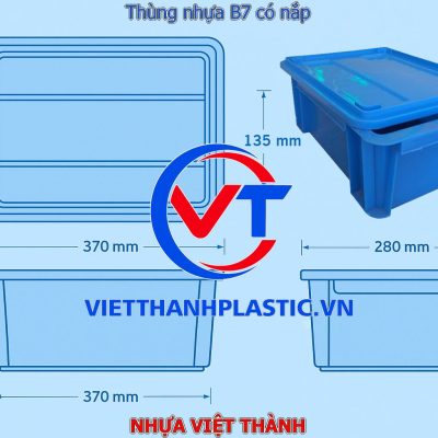 Thùng nhựa B7 có nắp – Giải pháp lưu trữ gọn gàng, bền chắc cho mọi không gian